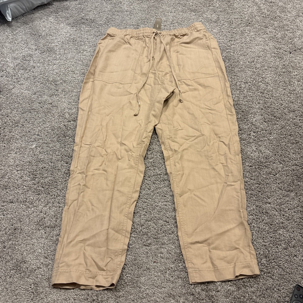 J.Crew Women MED NWT Pants Linen Pull On Coastal Grandma Beach Relaxed Lagenlook